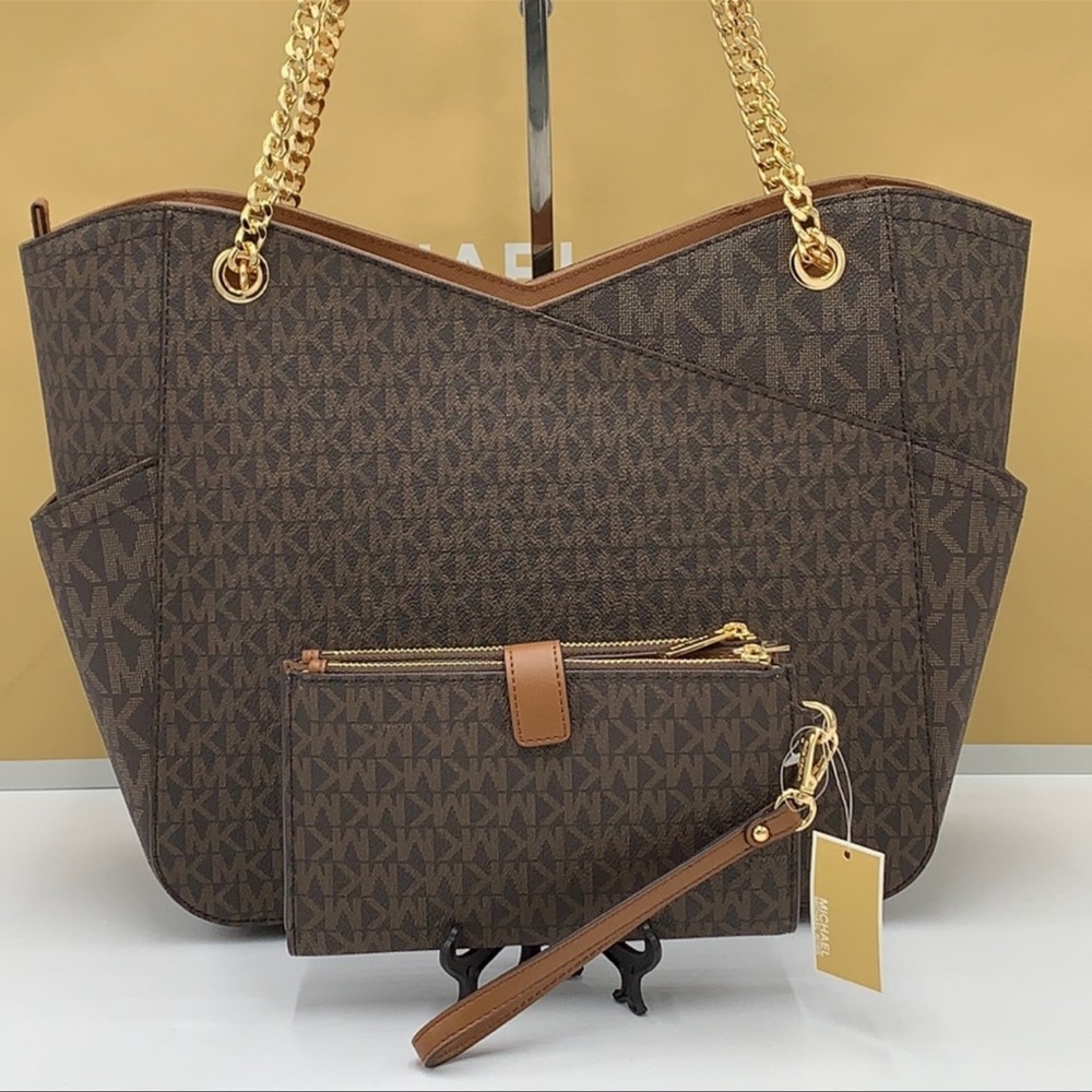 MICHAEL KORS LG XCHAIN SHOULDER TOTE & WALLET-WRISTLET-PHONE CASE 2 pieces SET - Picture 3 of 16